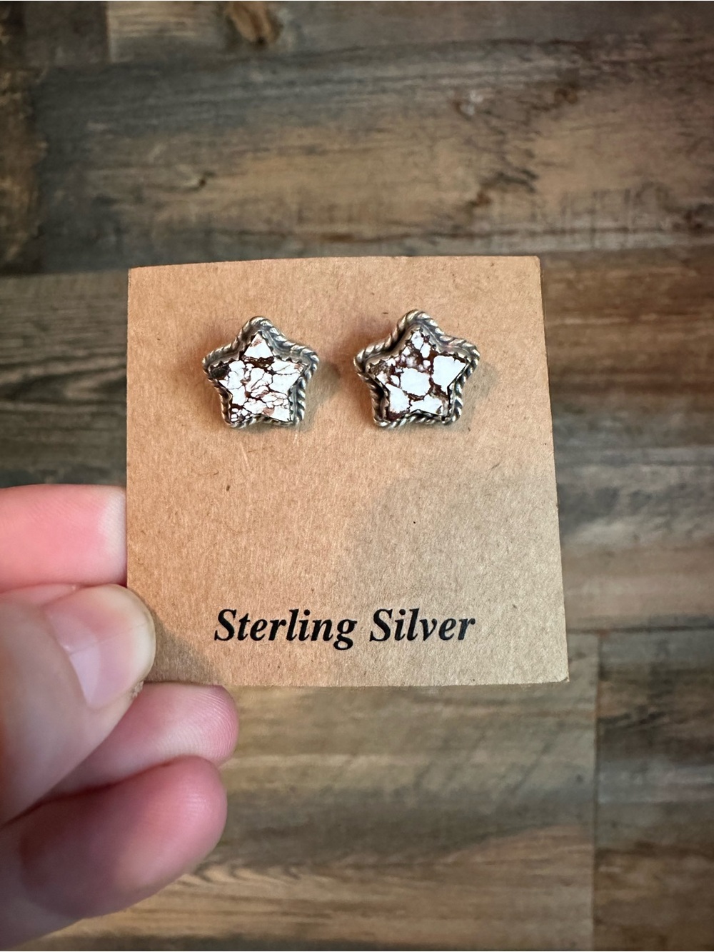 Sterling Silver wild horse Jasper Star Stud Earrings